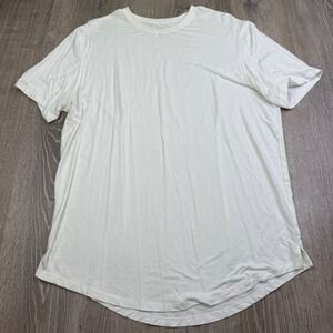 Jack Archer Mens Ivory Stretch Slit Hem Crew Neck Short Sleeve T-Shirt Size L